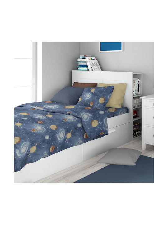 Dimcol Sheet Set Single Cotton Blue 160x240cm 2pcs