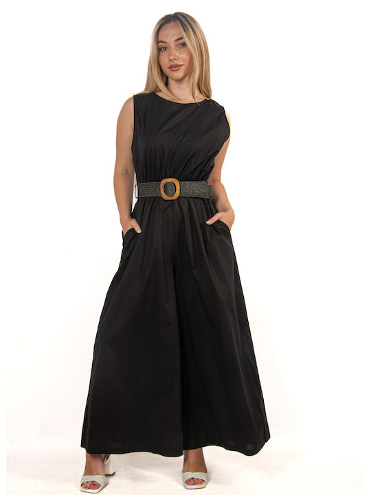 Schwarzer Jumpsuit mit Gürtel