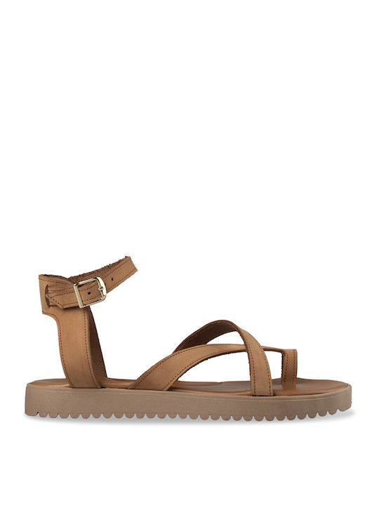 Tsouderos Shoes Women's Flat Sandals in Brown Color