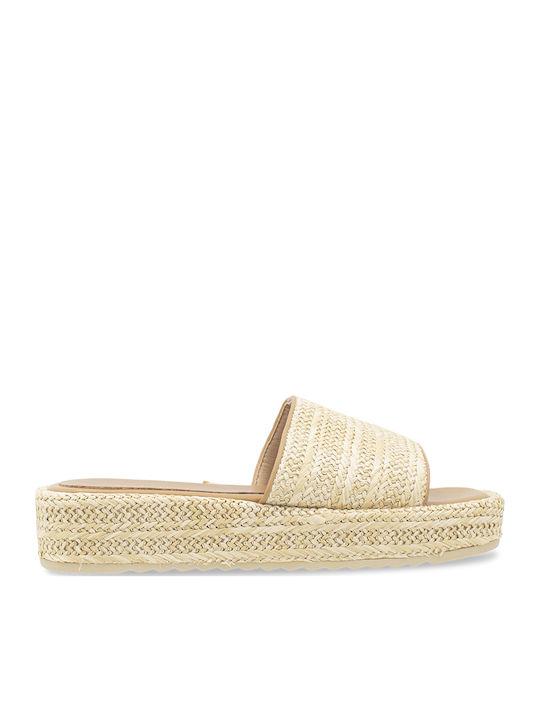 Women's Synthetic Leather Platform Wedge Sandals Beige