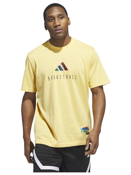 Adidas Worldwide Hoops Men's Athletic T-shirt Short Sleeve Yellow