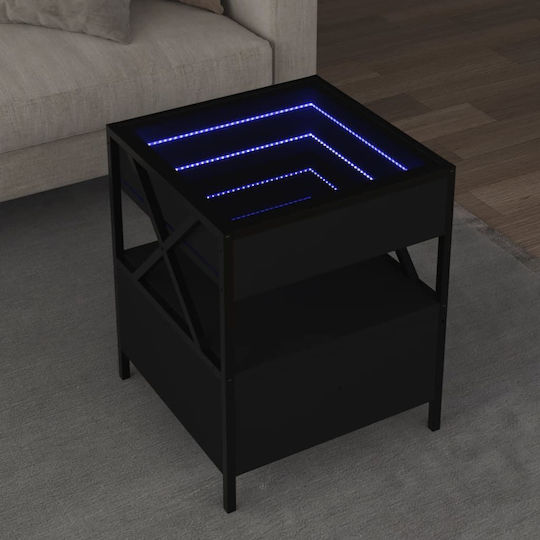 Square Glass Side Table with Drawers Black M40xP40xH51cm