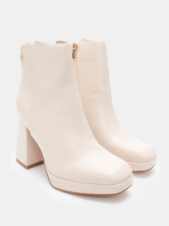 Heeled Platform Ankle Boots 4314302-beige