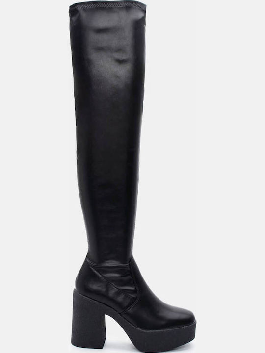 Μπότες Κάλτσα Over Knee 4314901-μαύρο