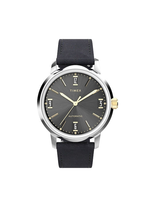 Timex Marlin Watch Automatic with Black Leather Strap