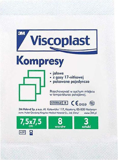 Sterile Kompressen 17-fädig 8-lagig 7,5x7,5 cm 1 Packung 3 Stück