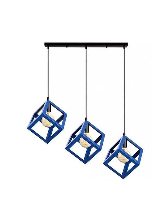 Stimeno CUBIO 31 Pendant Light Three-Light Rail for Socket E27 Blue