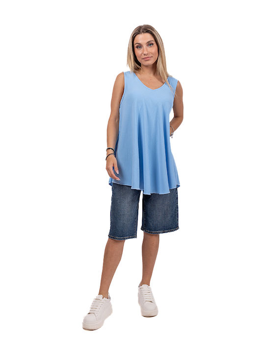 New Collection Women's Blouse Sleeveless Light Blue