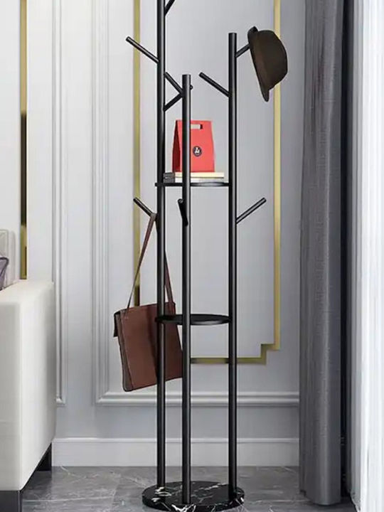 Metallic Coat Rack Black 30x30x170cm