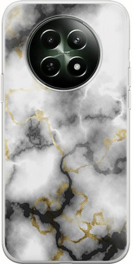 Agate Stone Black White Realme 12 5G Flexible TPU Transparent Silicone