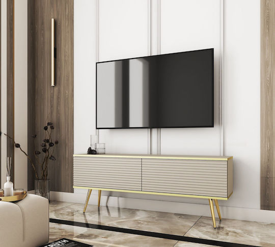 TV-Ständer Beige + Gold M135xT32xH53cm