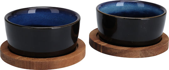 Excellent Houseware Bol de Servire Rotund Ceramică Albastru cu Diametru 9buc