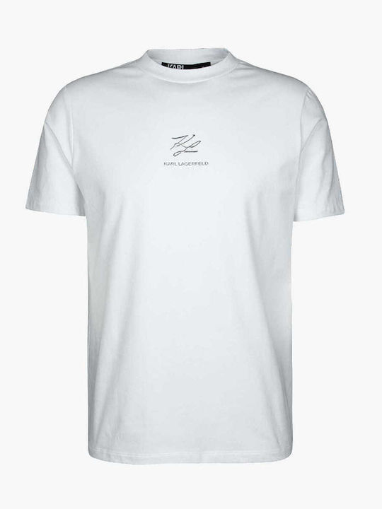 Karl Lagerfeld T-shirt Bărbătesc cu Mânecă Scurtă White