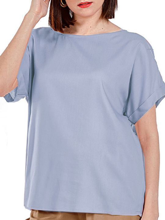 Platinum Fashion Women's Blouse Cotton Blue