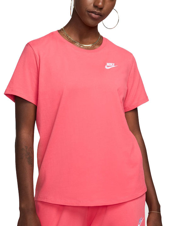 Nike Club Essentials Γυναικείο Αθλητικό T-shirt Aster Pink / White