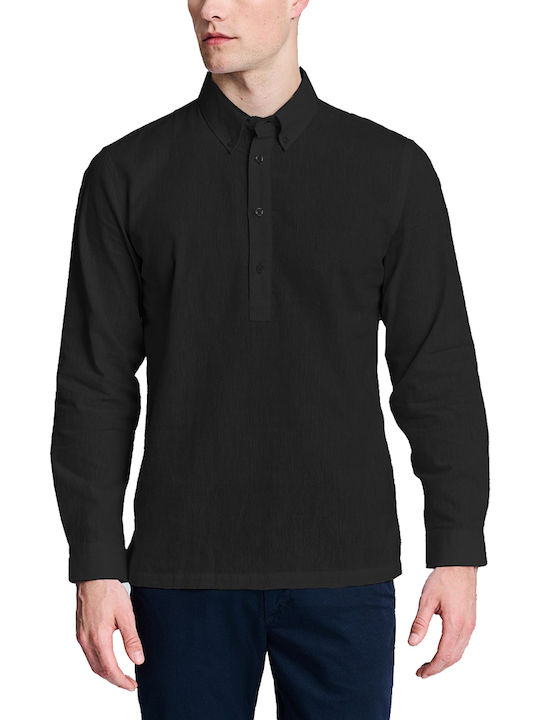 Staff Trevor Long-sleeved Cotton Shirt Black