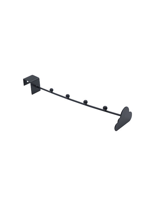 Suport de Perete pentru Cârlige Uncle George Metal 4 Poziții Alb sau Negru Dimensiuni 27x7x4cm Organizare Interioară Negru