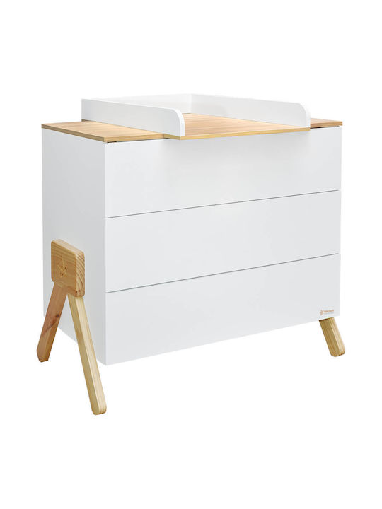 Monna Dulap cu Sertare pentru Bebeluși cu 3 Sertare Albă 90x53x87.5cm