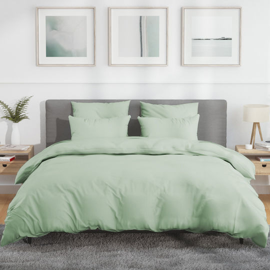 Nordic Paradise Комплект Плик за Завивка Памучен Кинг Сайз с 2 Калъфки 240x220 Pastel Green