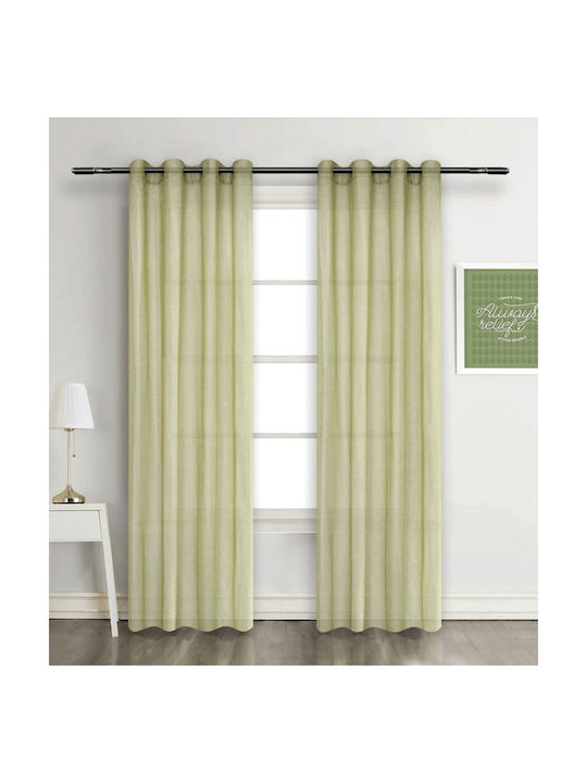 Vasilas Home Κουρτίνα με Τρουκς Πράσινη 140x270εκ.