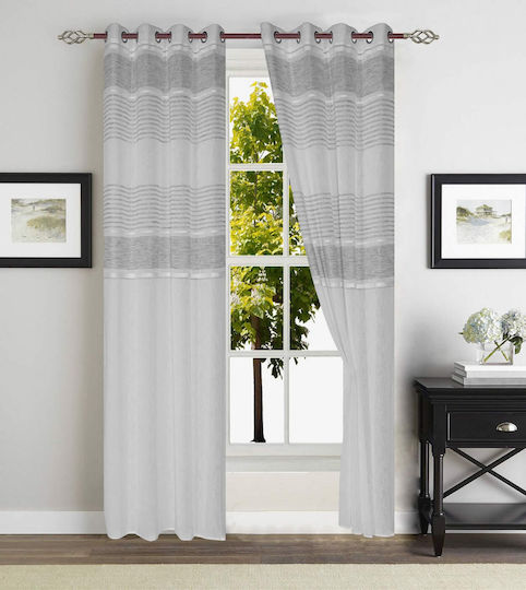 Vasilas Home Κουρτίνα με Τρουκς Γκρι 140x270εκ.