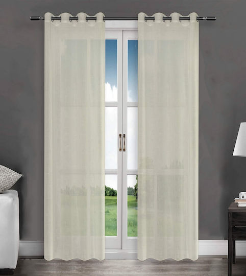 Vasilas Home Κουρτίνα με Τρουκς Μπεζ 140x270εκ.
