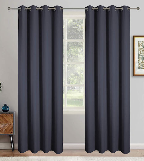 Vasilas Home Curtain with Grommets Dark Grey 140x270cm