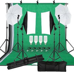 Kit de Iluminat pentru Studio Foto, Sistem de Suport pentru Fundal Reglabil, Dimensiune Maximă 2mx3m, 3 Fundaluri Colorate