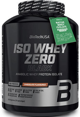 Biotech USA Iso Whey Zero Black Whey Protein with Creatine Gluten Free & Lactose Free with Strawberry Flavor 1.816kg