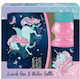 Derform Plastic Kids' Lunch Set Unicorns 0.33lt Transparent