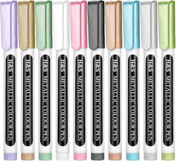 H&S Set Von 10 Metallmarkern Mit Farbe Hochwertiger Filzstift Für Malen Zeichnen Und Kolorieren Spezielle Bastelfarben