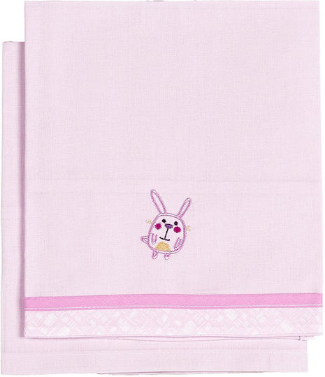 24home.gr Pink Fitted Baby Sheets 80x110cm