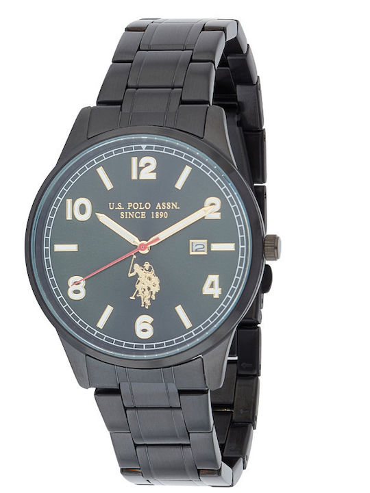 U.S. Polo Assn. Ανδρικό Ρολόι Μπαταρίας με Μαύρο Μεταλλικό Μπρασελέ