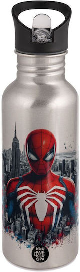 Koupakoupa Spiderman City Kids Water Bottle Spiderman Stainless Steel with Straw 600ml