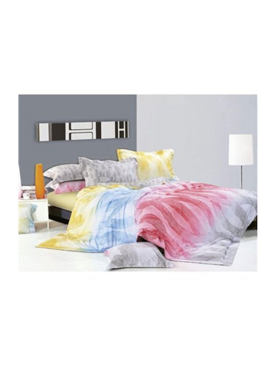 Guy Laroche Bettbezug-Set Baumwollsatin Einzelbett mit Kissenbezug 165x265 Happy Mehrfarbig