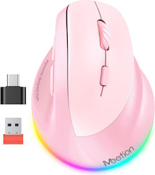 Meetion MT-BTM010R Wireless Ergonomic Bluetooth Mouse Pink