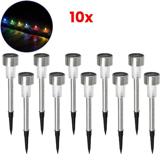 GloboStar Set of 10 Stake Solar Lights Lanterns 1W 90lm RGB with Motion Sensor and Photocell IP65