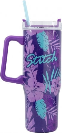 Stor Disney: Stitch Handled Tumbler Thermos Stainless Steel 940ml Purple with Straw and Handle