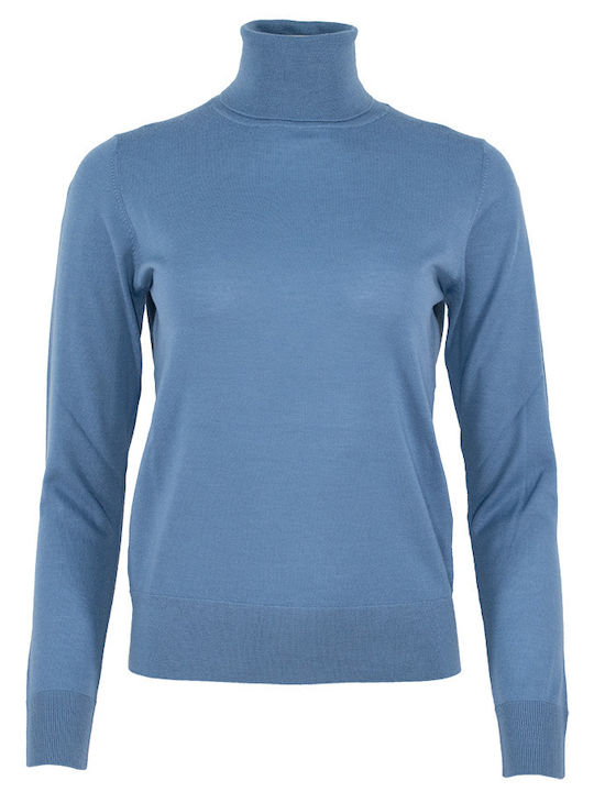 IBlues Damen Langarm Pullover Wolle Rollkragen Blue