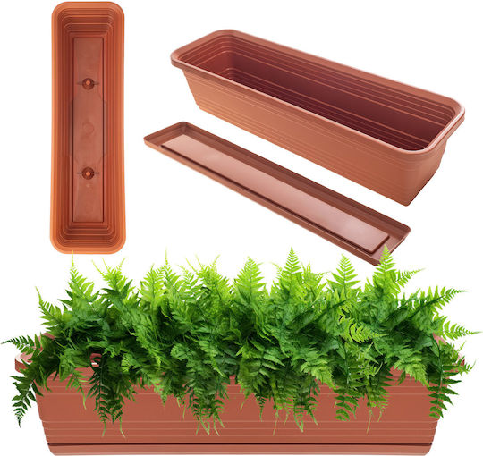 Kadax Balcony Planter Box Flower Pot 60cm + Terracotta Saucer