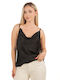 Ellen Women's Blouse Satin Drape with Straps Black