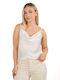 Ellen Women's Blouse Satin Drape with Straps White