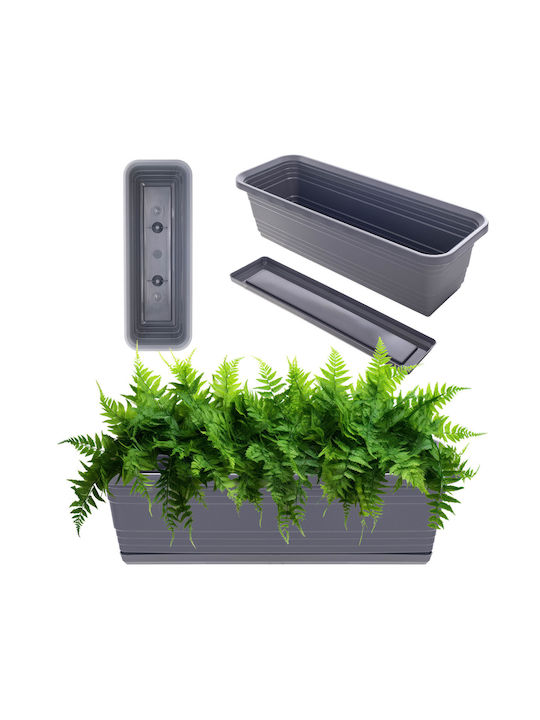 Kadax Balkon Pflanzkasten Blumenkasten 60cm + Untersetzer Anthrazit