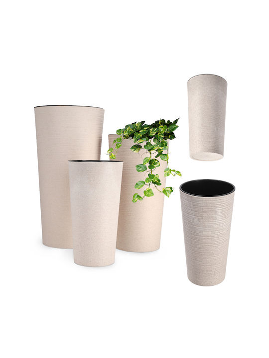 Kadax Set 3 Blumentöpfe Pflanzkübel Hoch Garten Beige 57cm