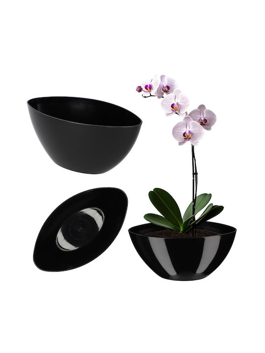 Kadax Flower Pot 21 Cm Oval Planter Plastic Black