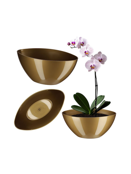 Kadax Flower Pot 38cm Oval Planter Plastic Gold