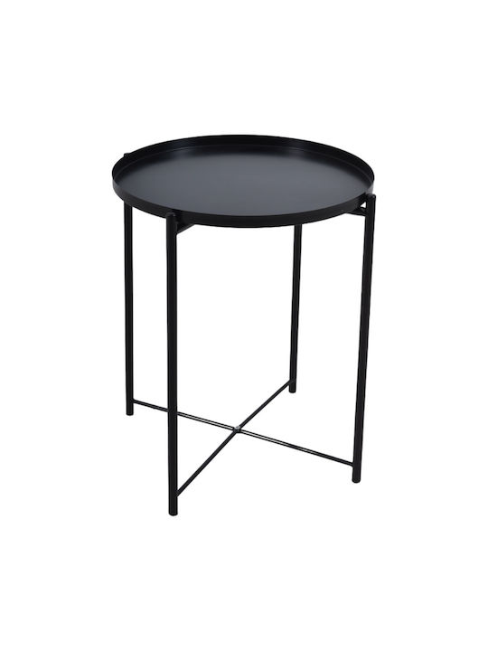 Round Side Table Black Checkmate L42xW42xH52cm