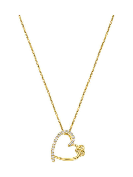 Vogue Necklace with design Heart from Gold Plated Silver with Zircon