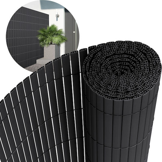 ECD Germany Bambuszaun Kunststoff mit Ganzes Schilf 1.6x7m