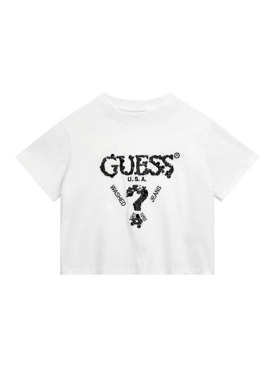 Guess Kinder-Crop-Top Kurzarm Weiß